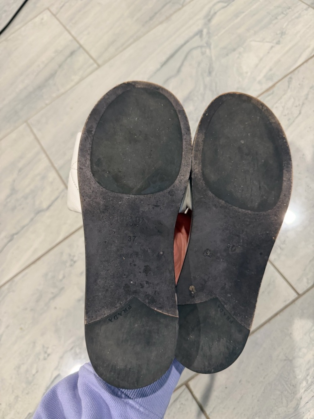 Prada White Quilted Leather Slide Sandals - Picture 3 of 4